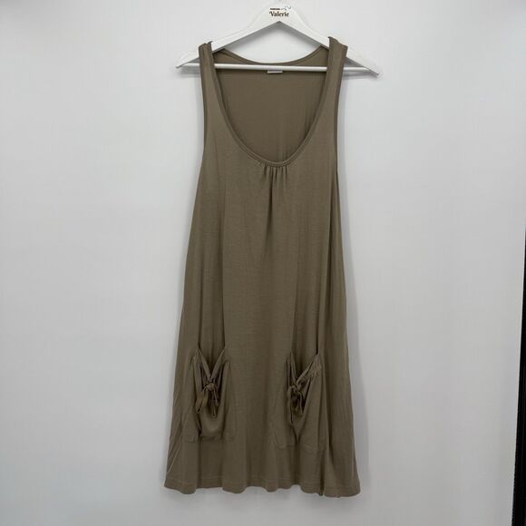 Lascana Sleeveless Mini Tank Dress Boho Size US 8 Khaki Tan Scoop Neck - Picture 1 of 11